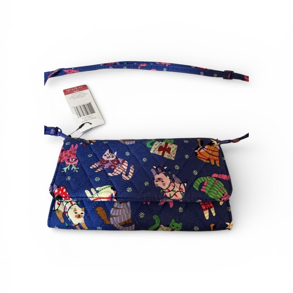 Vera Bradley Holiday Cat Print  Crossbody Wristlet NWT